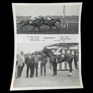 Vtg Horse Racing Photo Belmont Park  Nakomis 1972 Arellano  Winner Circle